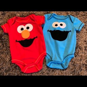 Sesame Street Elmo and Cookie Monster body suit